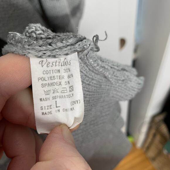 Amazon Brand gray leopard print longline duster length cardigan sweater SZ L - Picture 9 of 10